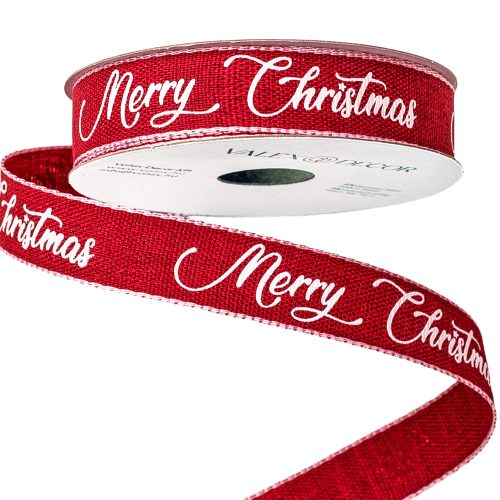 "Merry Christmas" Christmas ribbon 16mm x 6.4m - Red