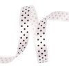 Black dotted satin ribbon 12mm x 20m - White