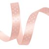 White dotted satin ribbon 12mm x 20m - Powder pink
