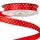 White dotted satin ribbon 12mm x 20m - Red