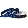 White dotted satin ribbon 12mm x 20m - Navy Blue