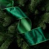 Green velvet ribbon with wired edge 38mm x 5m