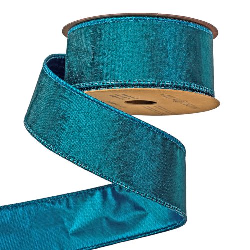 Blue velvet ribbon with wire edge 38mm x 5m