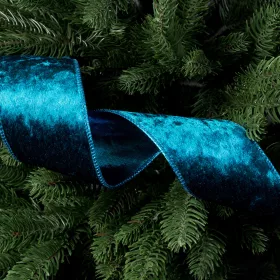 Kék bársony szalag drótos szegéllyel 38mm x 5m