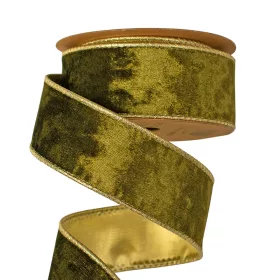 Mohazöld bársony szalag drótos szegéllyel 38mm x 5m