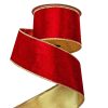 Red-Gold velvet ribbon with wired edge 63mm x 5m