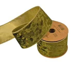 Moss Green Velvet Ribbon with Wired Edge, 63mm x 5m