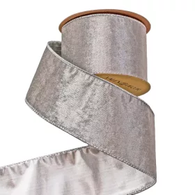 Silver velvet ribbon with wired edge 63mm x 5m