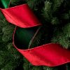 Red-Green velvet ribbon with wired edge 100mm x 5m