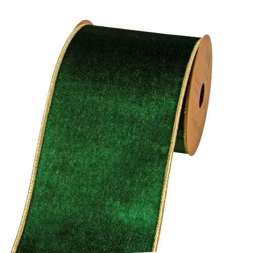 Zöld bársony szalag drótos szegéllyel 100mm x 5m