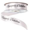 "Nyugodj Békében" inscribed mourning satin ribbon 20mm x 20m - White