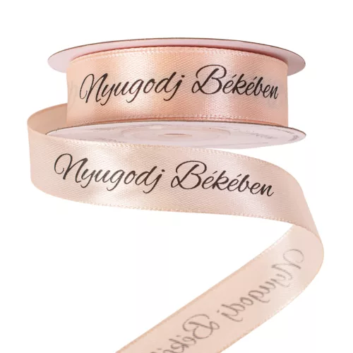 "Nyugodj Békében" feliratos szatén gyász szalag 20mm x 20m - Pezsgő