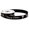 "Nyugodj Békében" inscription satin ribbon of grace 20mm x 20m - Black