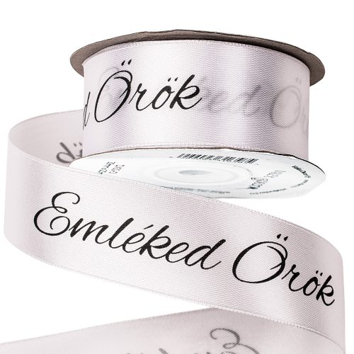 "Emléked Örök" inscription satin ribbon of grace 30mm x 20m - White