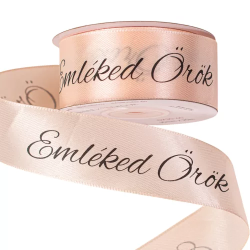 "Emléked Örök" feliratos szatén gyász szalag 30mm x 20m - Pezsgő