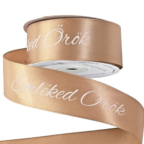 "Emléked Örök" insciption satin ribbon of grace 30mm x 20m - Brown