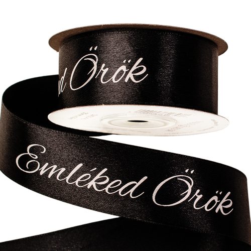 "Emléked Örök" inscription satin ribbon of grace 30mm x 20m - Black