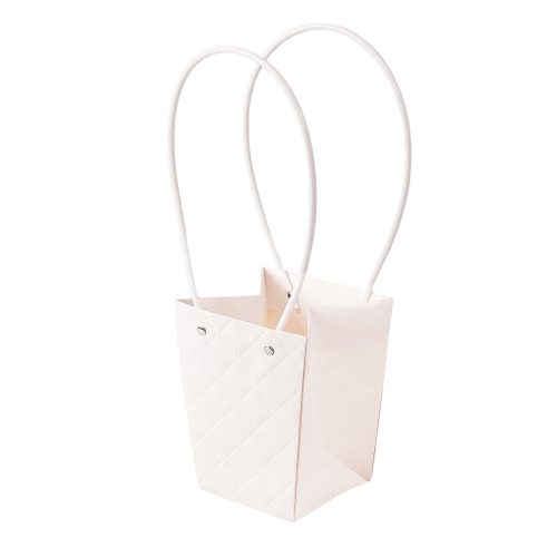 10pcs. embossed flower gift bag 13(L) x 9.5(W) x 15.5(H) cm - White