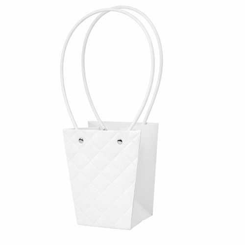 10 pcs. Embossed Flower Gift Bag 13(h) x 9.5(w) x 15.5(d) cm - White