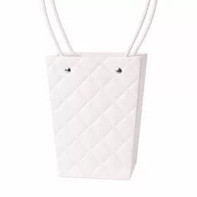   10db. dombornyomott virág-ajándék táska 13(h) x 9.5(sz) x 15.5(m) cm - Fehér