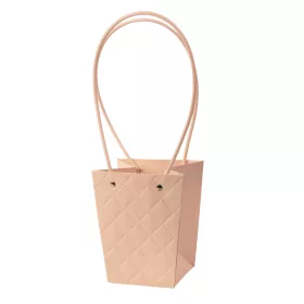   10db. dombornyomott virág-ajándék táska 13(h) x 9.5(sz) x 15.5(m) cm - Sötét púder