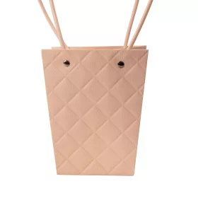   10db. dombornyomott virág-ajándék táska 13(h) x 9.5(sz) x 15.5(m) cm - Sötét púder