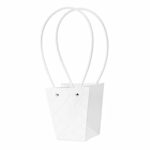 10db. dombornyomott virág-ajándék táska 12(h) x 8(sz) x 12.5(m) cm - Fehér