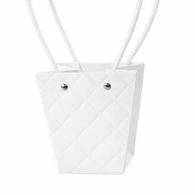   10db. dombornyomott virág-ajándék táska 12(h) x 8(sz) x 12.5(m) cm - Fehér