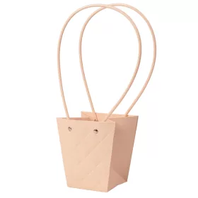   10db. dombornyomott virág-ajándék táska 12(h) x 8(sz) x 12.5(m) cm - Sötét púder