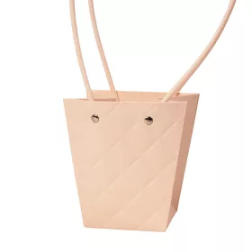   10db. dombornyomott virág-ajándék táska 12(h) x 8(sz) x 12.5(m) cm - Sötét púder