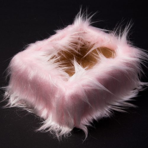 Furry wooden box base 15 x 12 x 6.5cm - Long haired Pink
