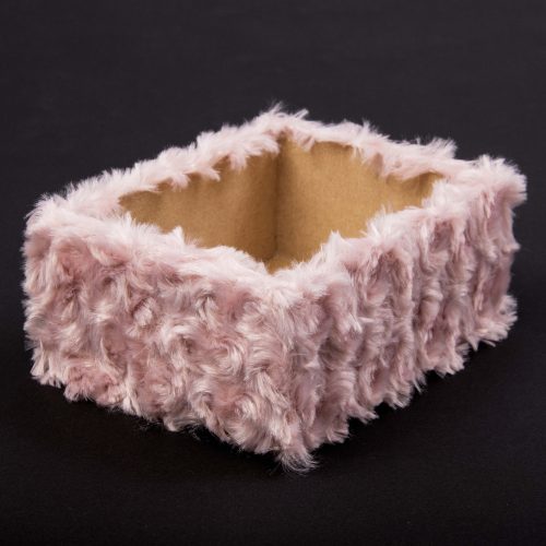 Furry wooden box base 15 x 12 x 6.5cm - Short haired Mallow pink