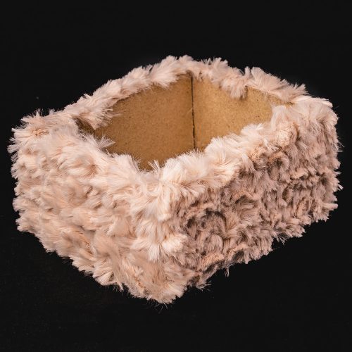 Furry wooden box base 15 x 12 x 6.5cm - Curly powder pink