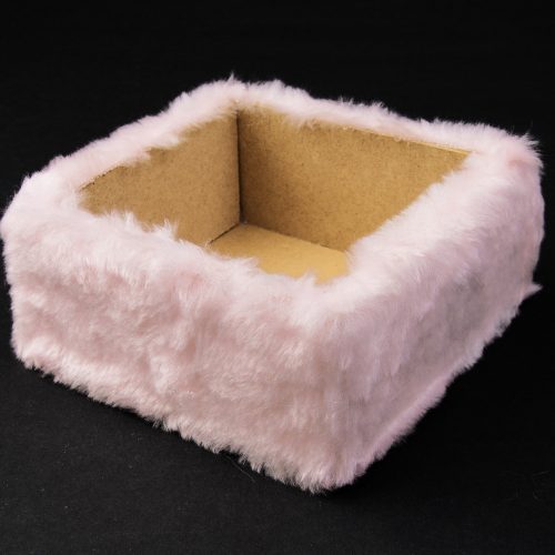 Furry wooden box base 15 x 15 x 7cm - Fluffy pink