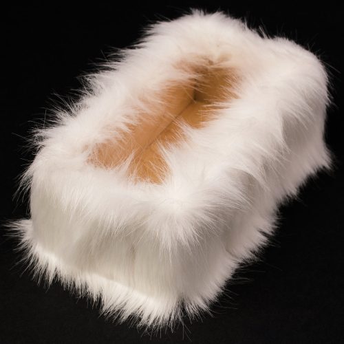 Furry wooden box base 20 x 10 x 6.5cm - White