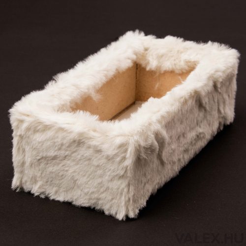 Furry wooden box base 20 x 10 x 6.5cm - Short haired ecru