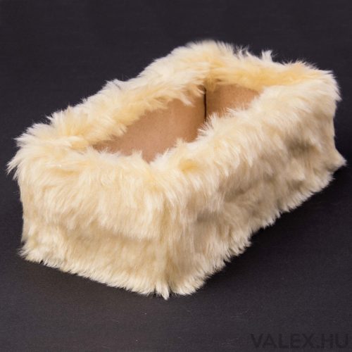 Furry wooden box base 20 x 10 x 6.5cm - Short haired vanilla beige
