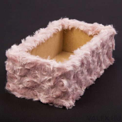 Furry wooden box base 20 x 10 x 6.5cm - Short haired mallow pink