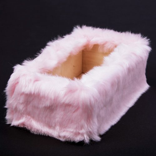 Furry wooden box base 20 x 10 x 6.5cm - Soft Pink