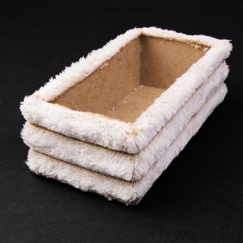 Furry wooden box base 20 x 10 x 6.5cm - White, beam effect