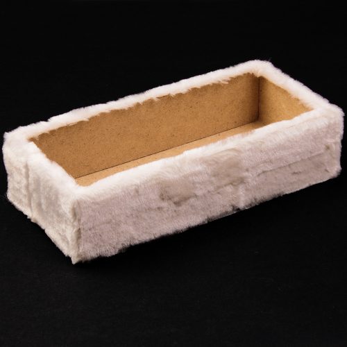 Furry wooden box base 29 x 13 x 6.5cm - Short haired ecru