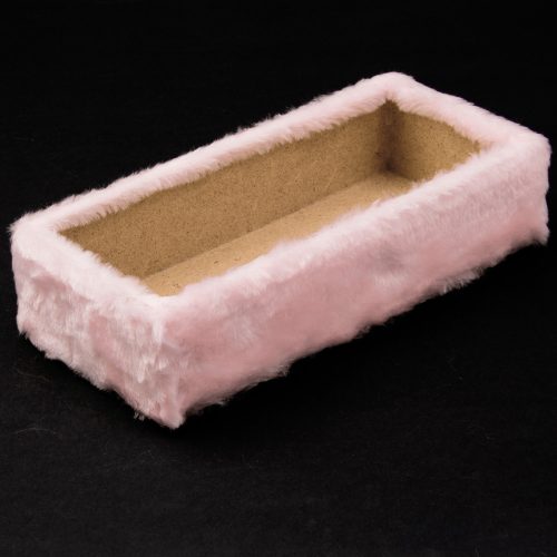 Szőrmés fa doboz alap 29 x 13 x 6.5cm - Pihe-puha rózsaszín
