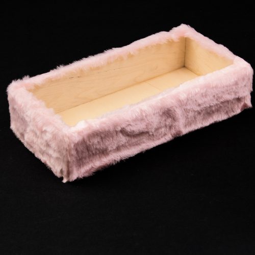 Szőrmés fa doboz alap 29 x 13 x 6.5cm - Púder rózsaszín