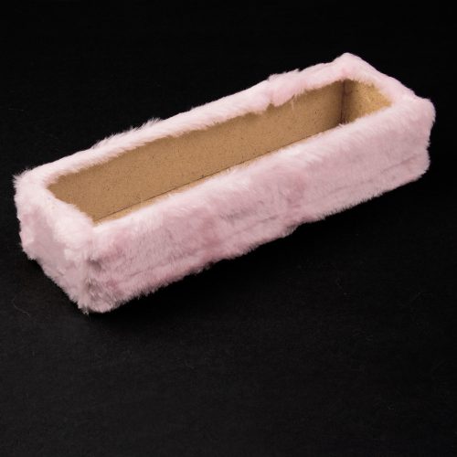 Szőrmés fa doboz alap 34 x 10 x 6.5cm - Pihe-puha rózsaszín