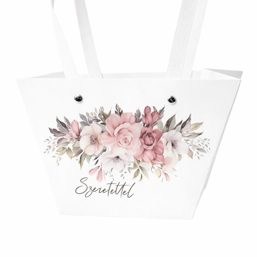 10pcs. "Szeretettel" text inscribed flower bag 20(H) x 12(W) x 12(D) cm