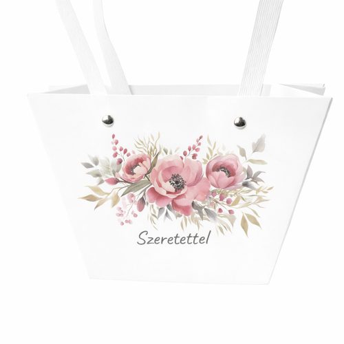 10db."Szeretettel" feliratos virág táska 20(h) x 12(sz) x 12(m) cm