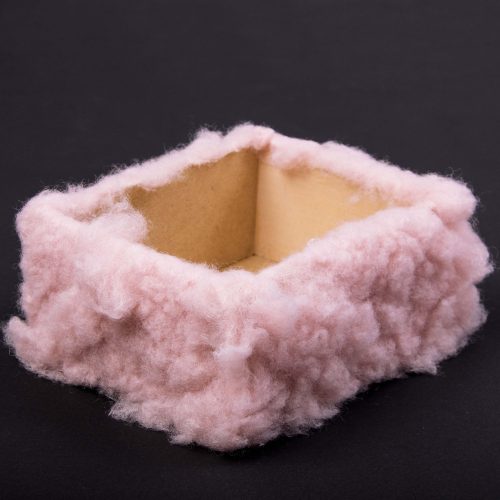 Furry wooden box base 15 x 12 x 6.5cm - Powder Pink Cotton Candy