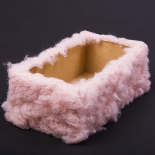 Furry wooden box base 20 x 10 x 6.5cm - Powder Pink Cotton Candy