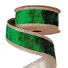 Sötétzöld bársony szalag csillogó szélekkel, drótos szegéllyel 38mm x 5m