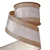 Pezsgő színű bársony szalag csillogó szélekkel, drótos szegéllyel 63mm x 5m